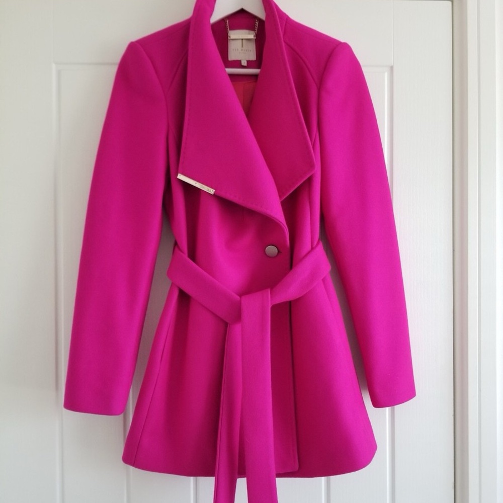 BNWT Ted Baker SIZE 4 Keyla Fuschia Coat